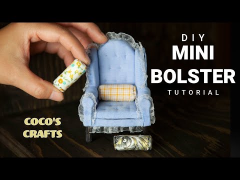 DIY Miniature Doll Bolster Pillow tutorial.