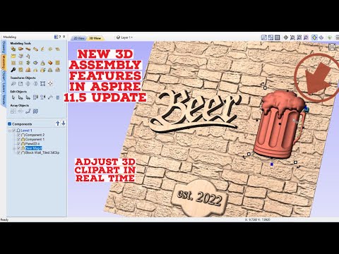 New features in Vectric Aspire 11.5 update - 3D assembly tools.