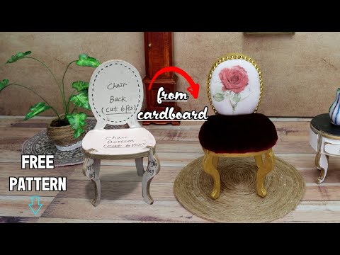 How to make a miniature 1/12 scale rose chair from cardboard.
